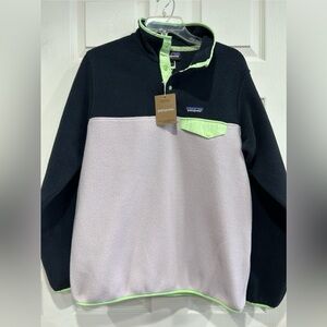 Patagonia Women’s XL Synchilla Snap-T Fleece Pullover Jacket Purple Navy NWT